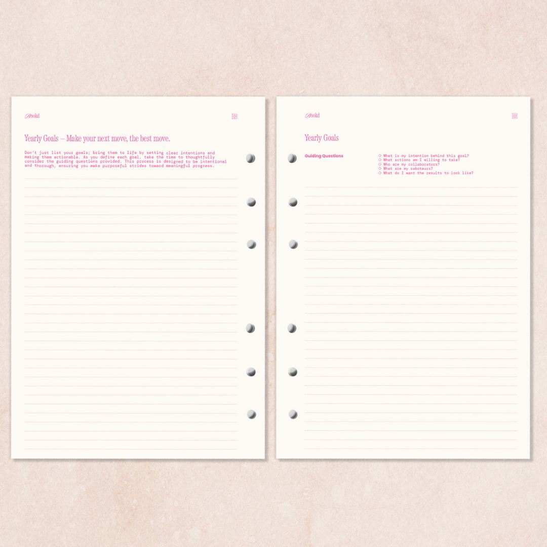 Yearly Goals & Monthly Calendar Insert
