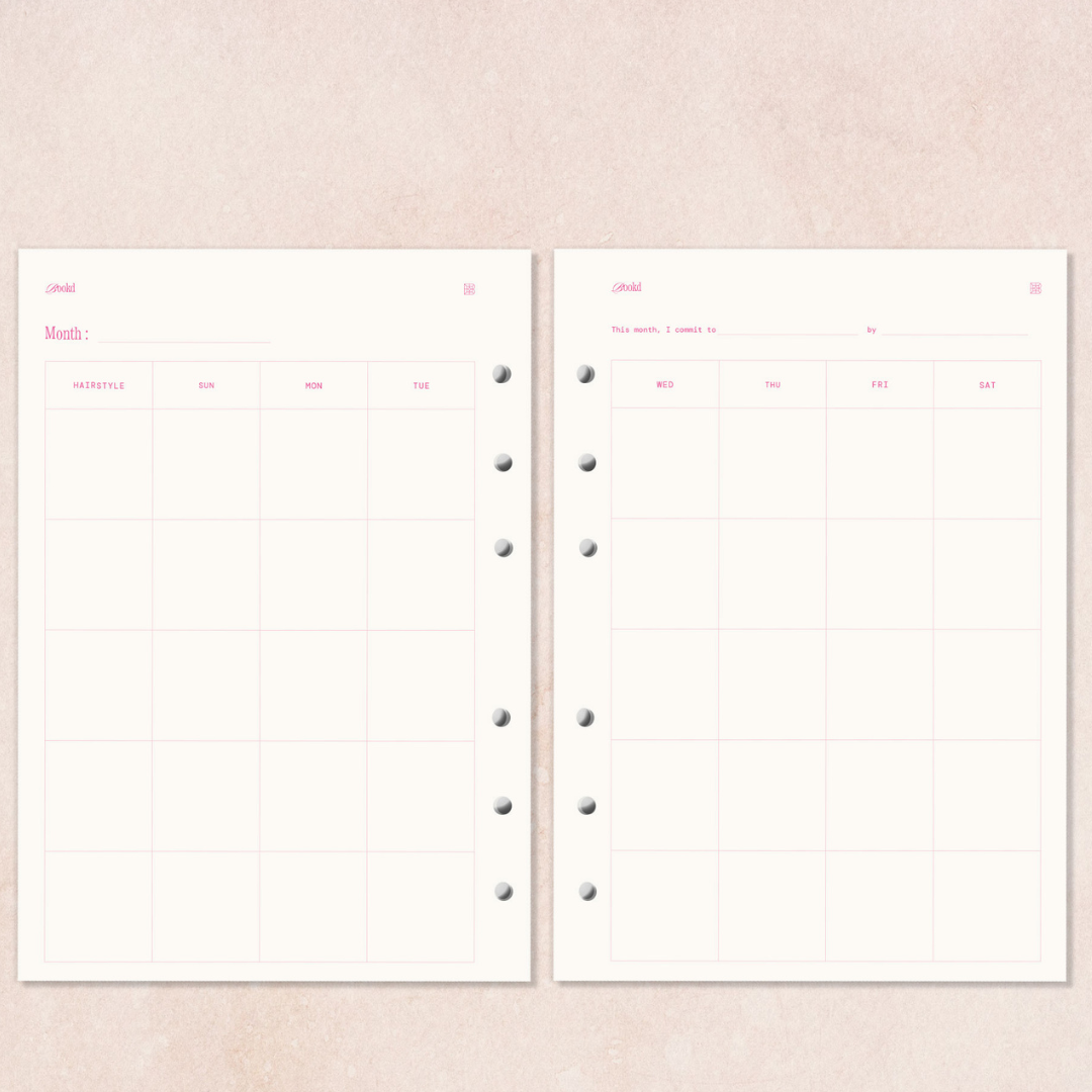Yearly Goals & Monthly Calendar Insert