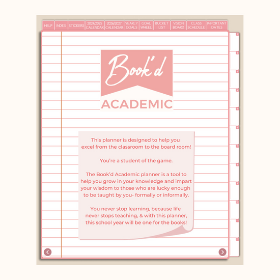 Undated Book'd Academic Digital Planner