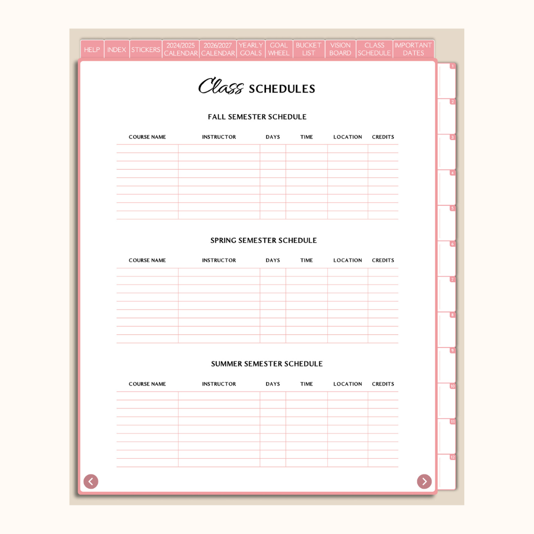 Undated Book'd Academic Digital Planner