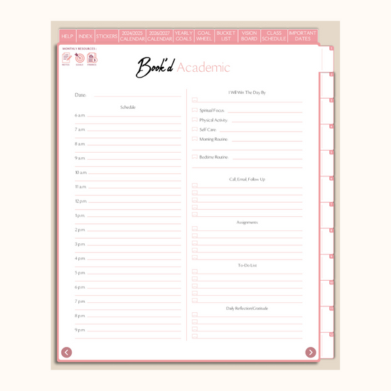 Undated Book'd Academic Digital Planner