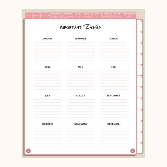 Undated Book'd Academic Digital Planner