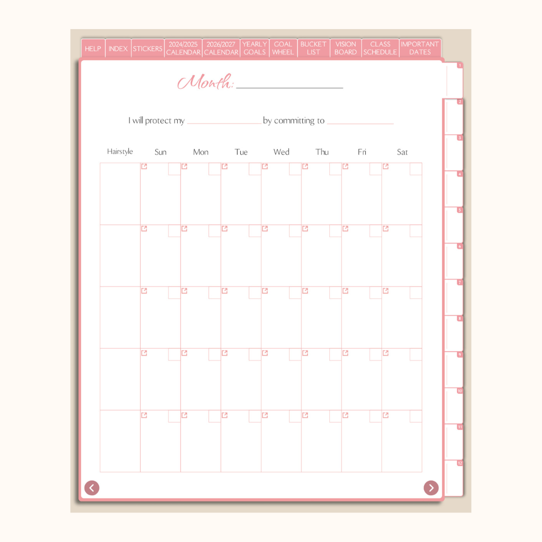 Undated Book'd Academic Digital Planner